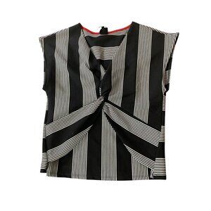 NWT W5 Black & White Striped Twist Front Sleeveless Top Large Polyester/Spandex